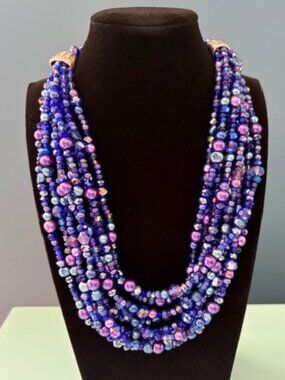 Purple beaded statement necklace